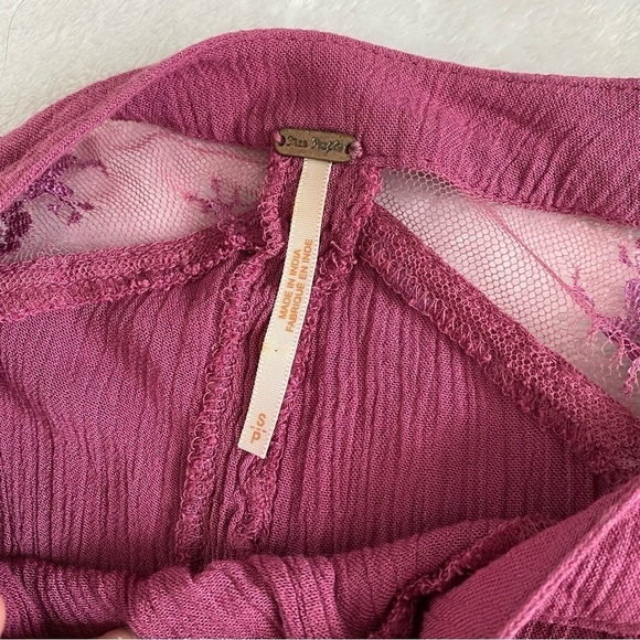 Free People pink cold shoulder lace tunic boho oversized top size small - Picture 7 of 8
